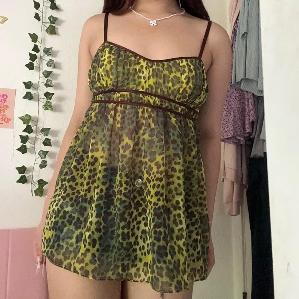 victorias secret very sexy green cheetah babydoll